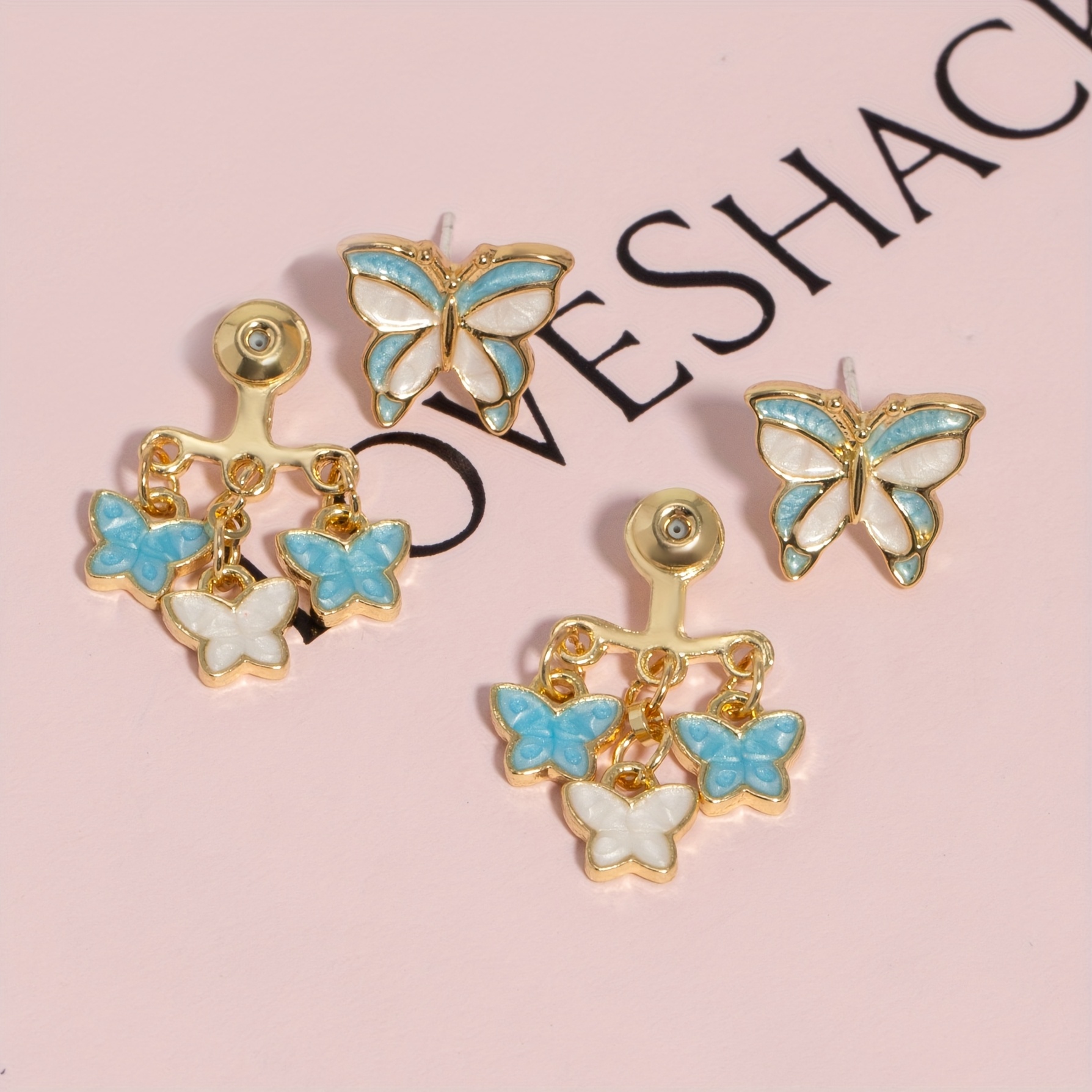 Women's High-End Color-Blocked Butterfly Earrings